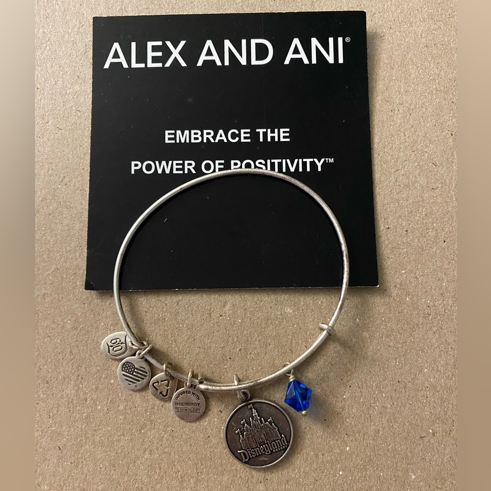 Alex & Ani Disneyland 60th Anniversary Bangle bracelet with blue gem. + energy.